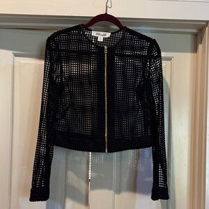 Diane Von Furstenberg Black Mesh Blazer